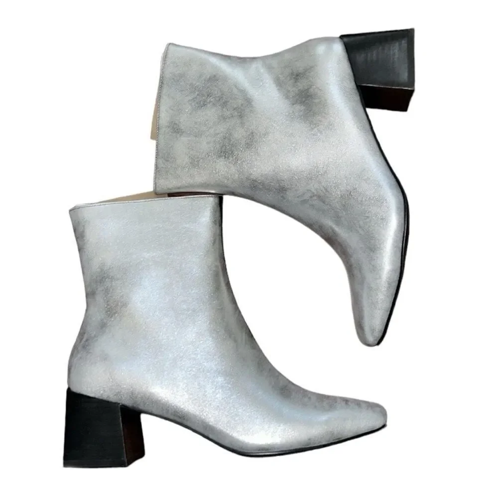 Oasis's Society Color Block Silver Black Anke Boots(Size 8.5)